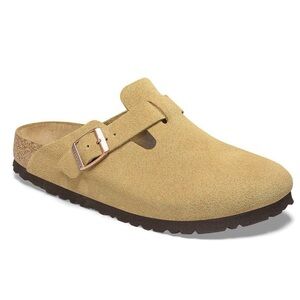 Women's Tan Birkenstock Boston Suede Slip-On Clogs